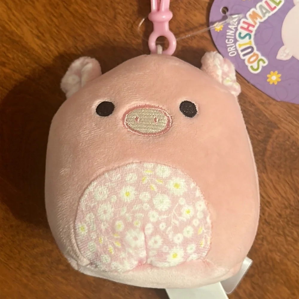 Squishmallows 3.5" Easter Clip-On Peter The Pig with Floral Belly - Picture 2 of 4